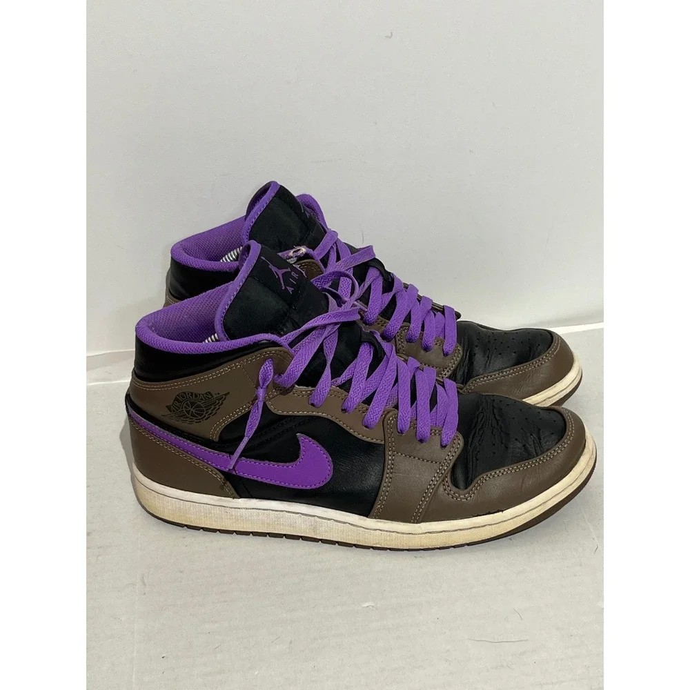 Air Jordan 1 Mid Palomino Wild Berry Brown Black Purple DQ8426-215 Mens Shoes